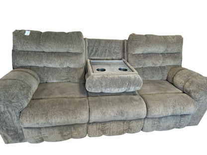 Gray plush double recliner sofa