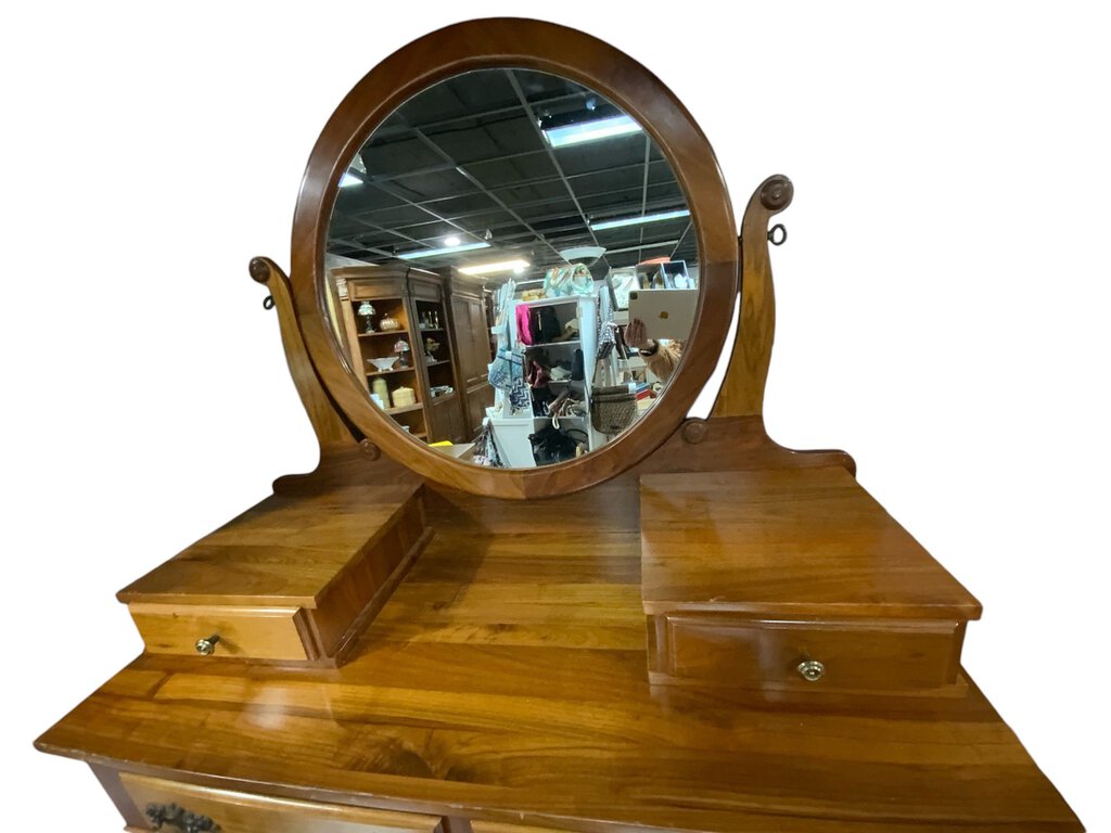 Antique Dresser with Oval Mirror