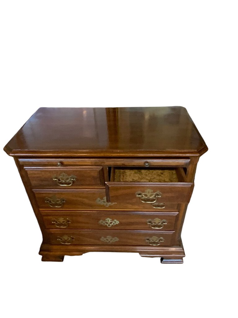 Nightstand - Early American with 5 drawers and sliding shelf