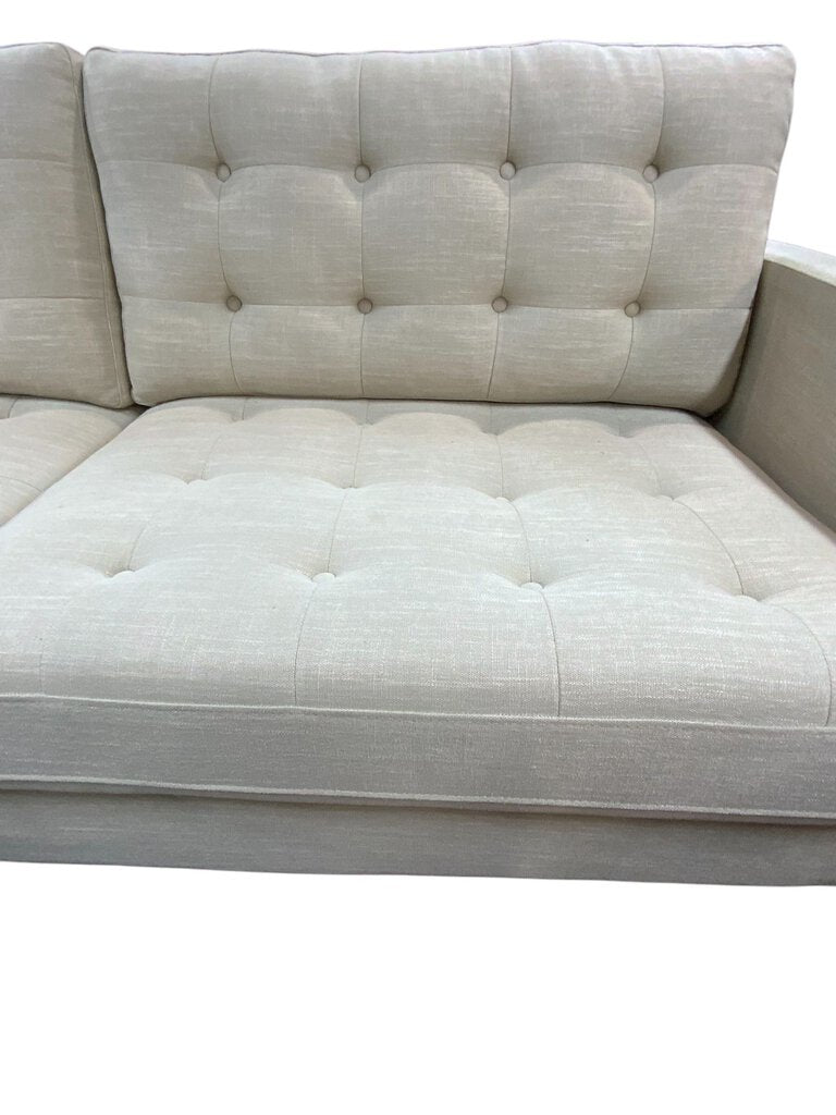 Mid Century Tufted White Sofa