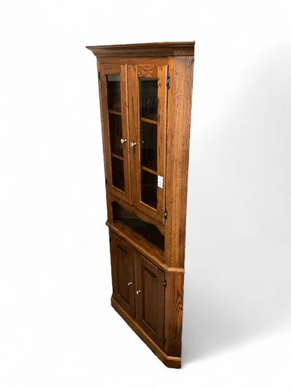 2 Piece Oak Corner Cabinet