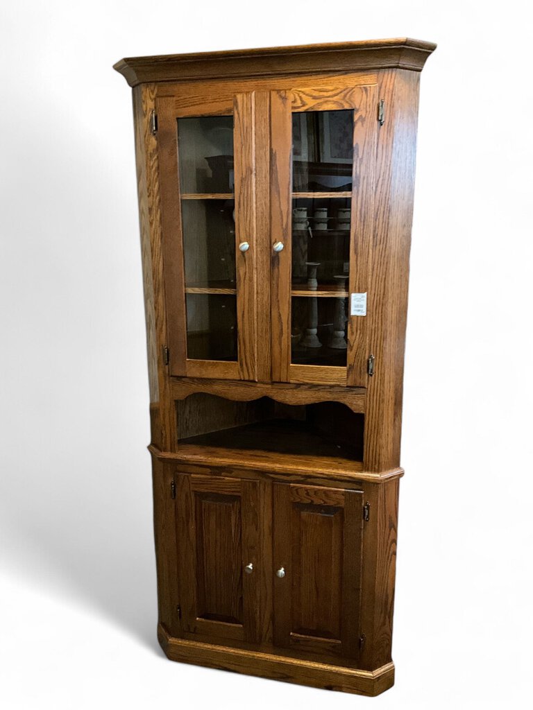 2 Piece Oak Corner Cabinet