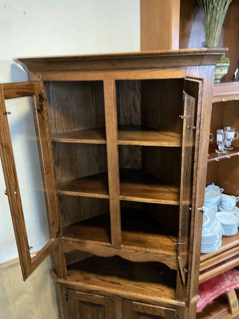 2 Piece Oak Corner Cabinet