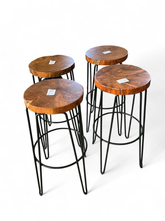 Set of 4 Teak Barstools