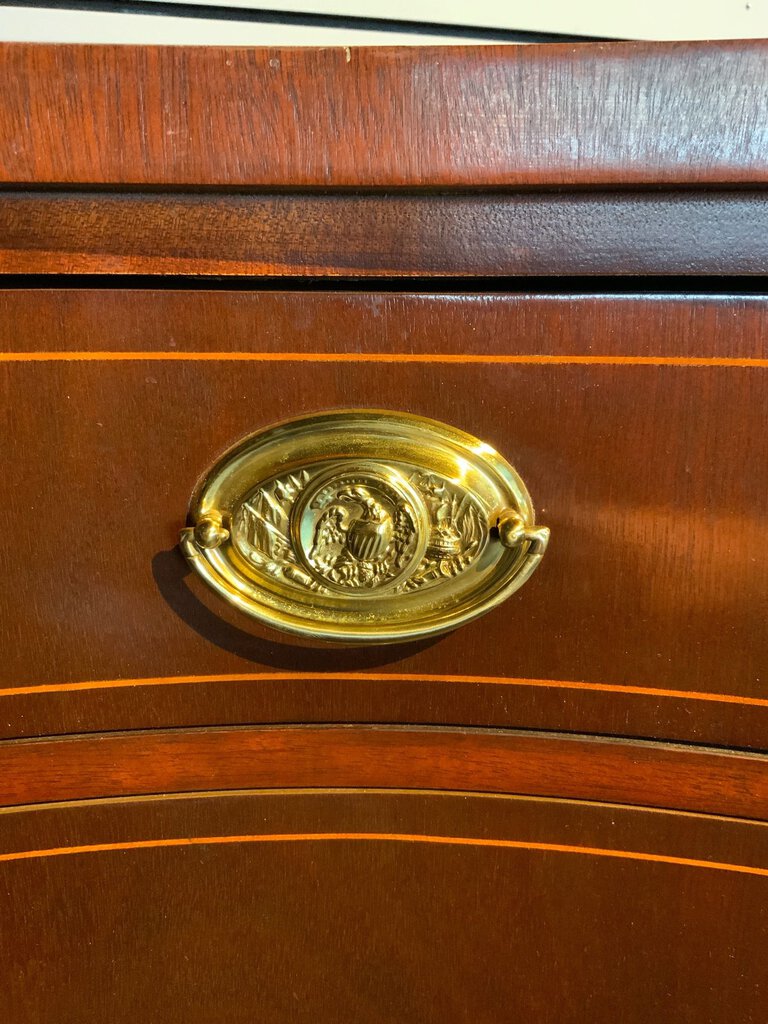 Mahogany Baker Furniture Inlaid Bowfront Sideboard