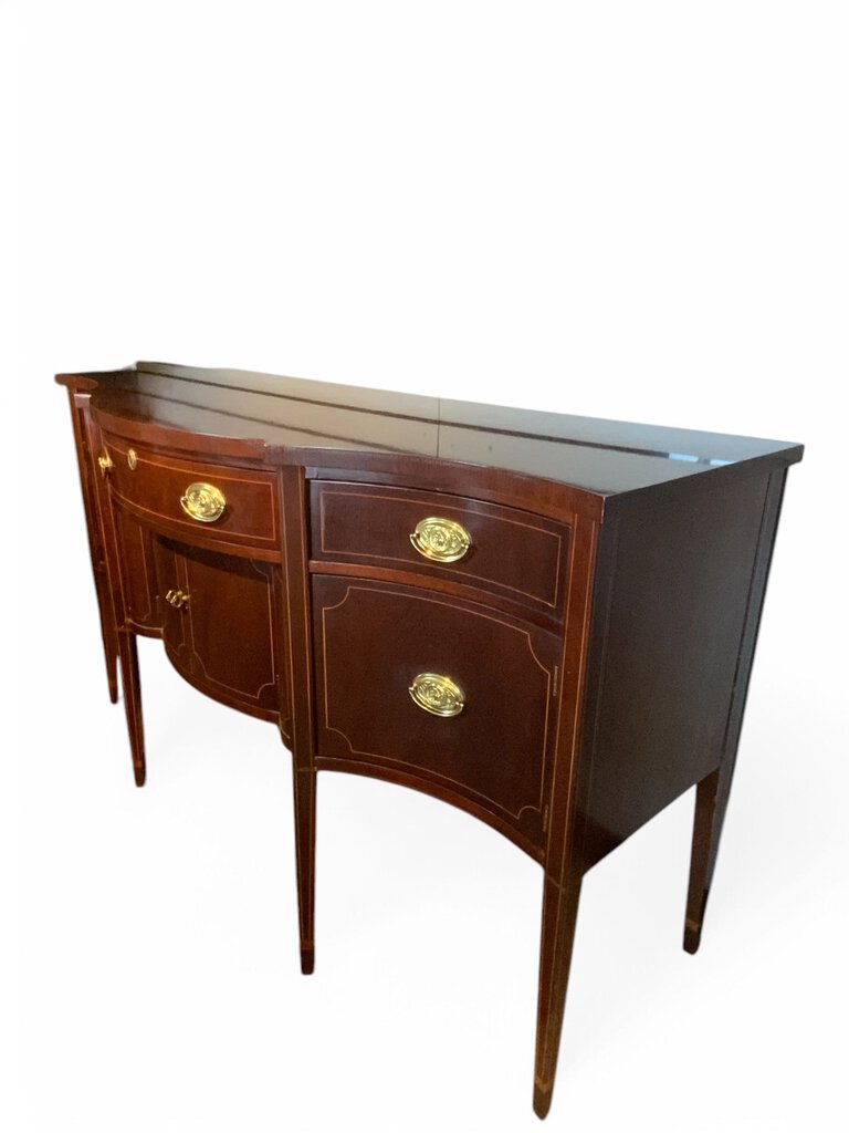 Mahogany Baker Furniture Inlaid Bowfront Sideboard