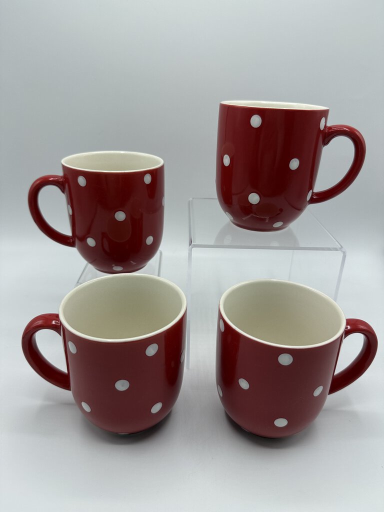 Spode Baking Days Red & White Dot Mugs set of 4 /rb