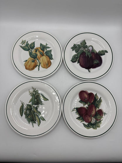 Williams-Sonoma Harvest Plate Set of 4 Peas Peppers Tomatoes Eggplant /rb