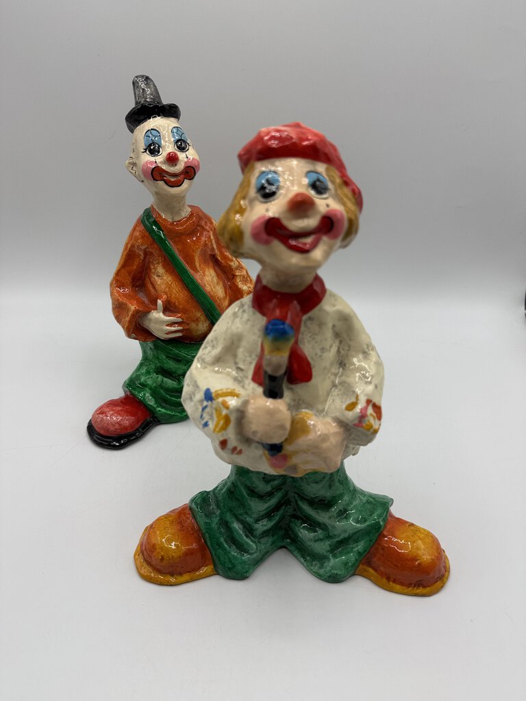 Alvarez Mexican Paper Mache Circus Clowns 9.5” set of 2 /rw