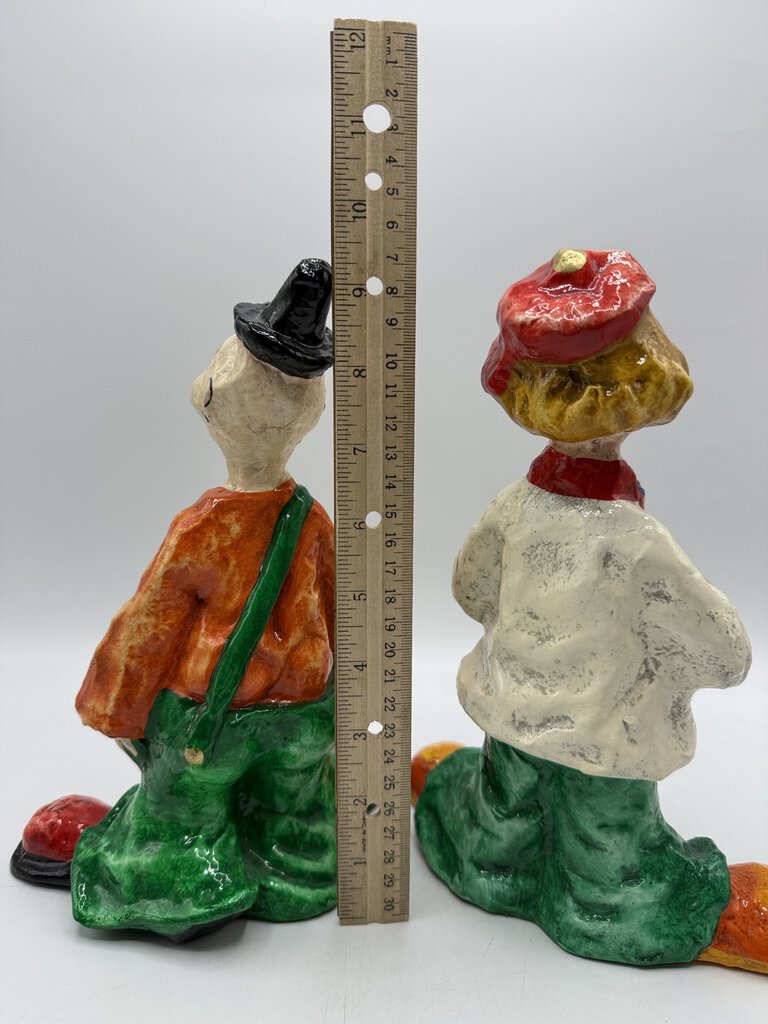 Alvarez Mexican Paper Mache Circus Clowns 9.5” set of 2 /rw