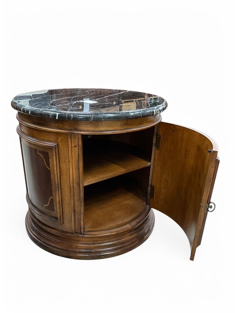 Marble Top Side Table with Cabinet