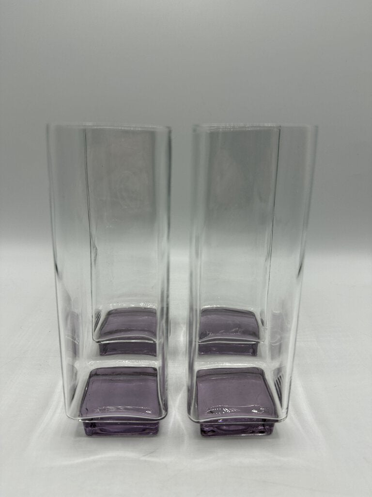 4-Luigi Bormioli Van Gogh Amethyst Purple Sq.Base Highball Glass /rw