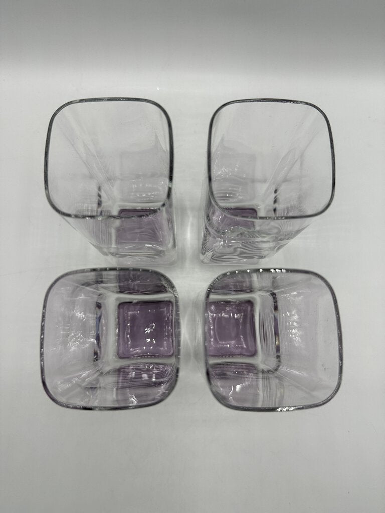 4-Luigi Bormioli Van Gogh Amethyst Purple Sq.Base Highball Glass /rw