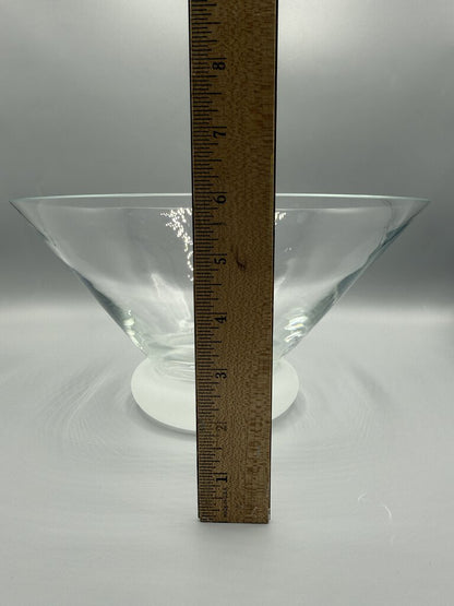 Contemporary Crystal Glass Bowl w/Frosted Glass Base 11” /rw