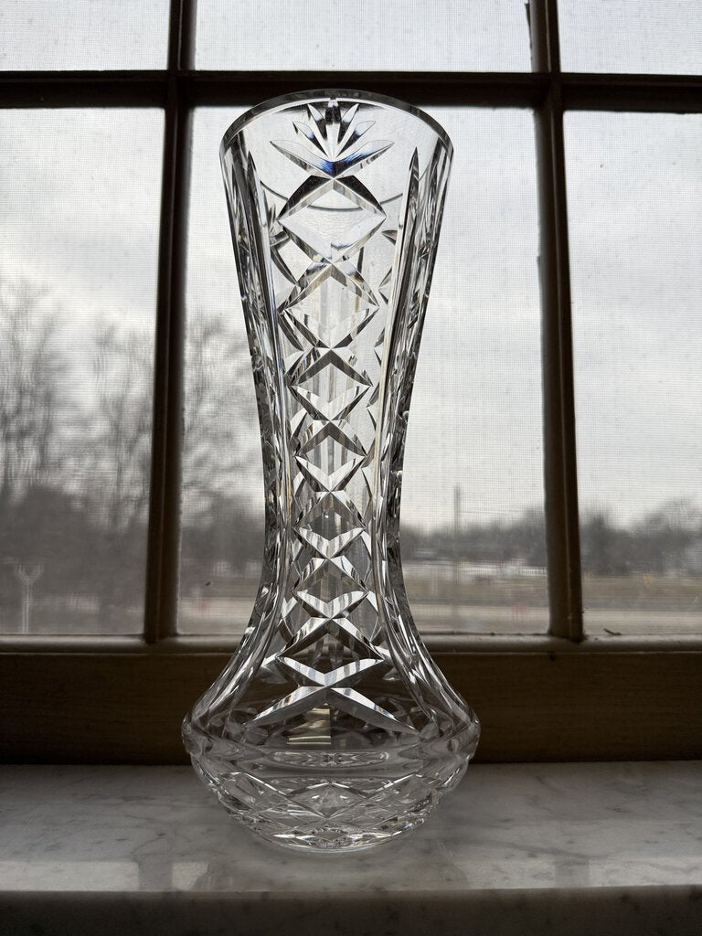 Waterford Crystal 10” Vase Cross Vertical & Fan Cut /rw