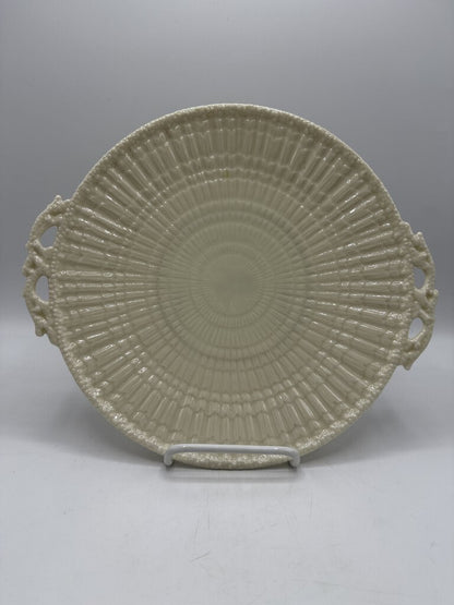 Belleek Black Mark 10” Dia Serving Handled Plate Limpet /ro