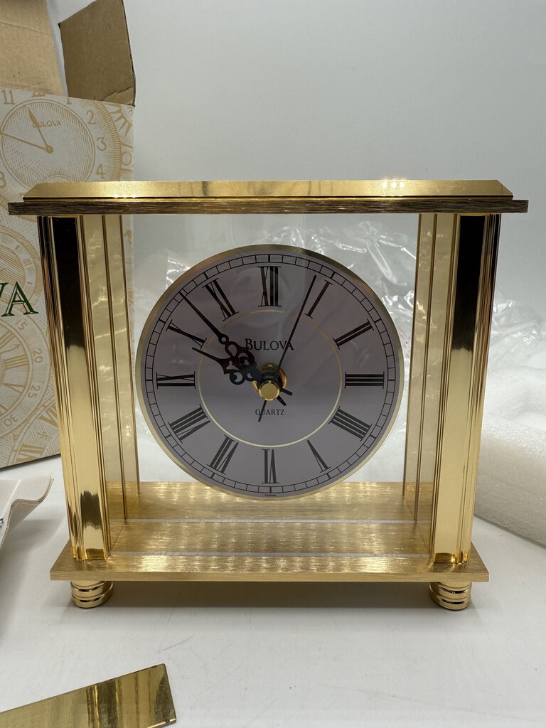 Bulova Brushed Brass Quartz Mantel Clock Model B1703 /rw