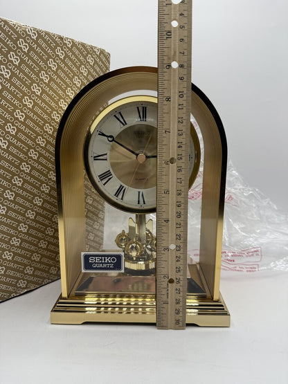 Seiko Rotating Pendulum Quartz Clock Model QQW535G NIB /rw