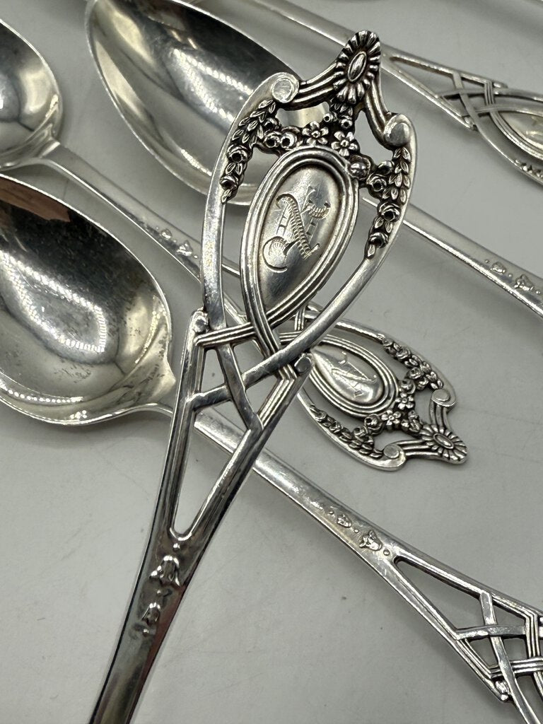 6 Antique Rogers, Lunt & Bowlen Sterling Silver Teaspoons 112 grams /ro