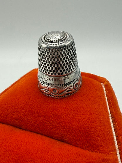 Antique Sterling Silver Sewing Thimble size 10 /ro