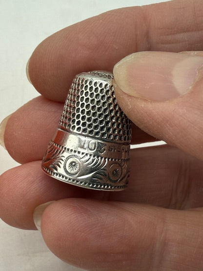 Antique Sterling Silver Sewing Thimble size 10 /ro