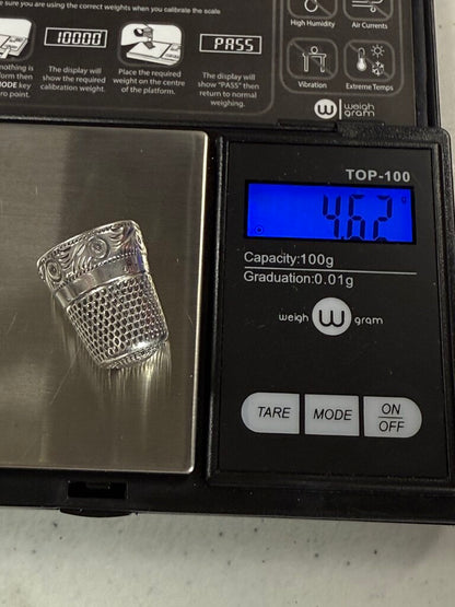 Antique Sterling Silver Sewing Thimble size 10 /ro