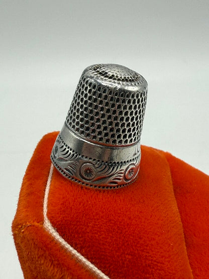 Antique Sterling Silver Sewing Thimble size 10 /ro