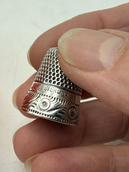 Antique Sterling Silver Sewing Thimble size 10 /ro