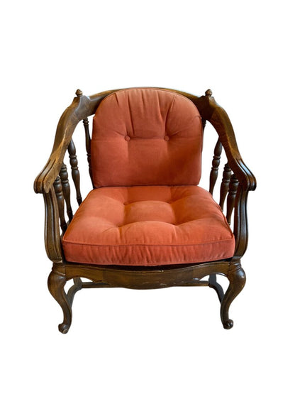 Set Of 2 Antique Wood Upholstered Chairs