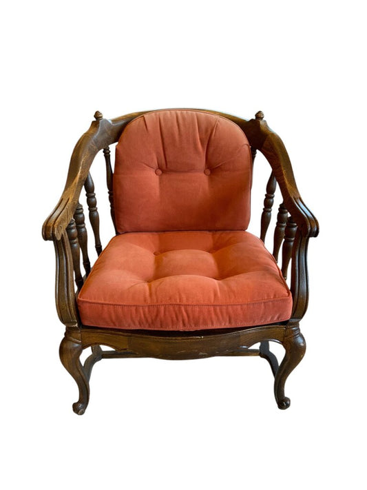 Set Of 2 Antique Wood Upholstered Chairs