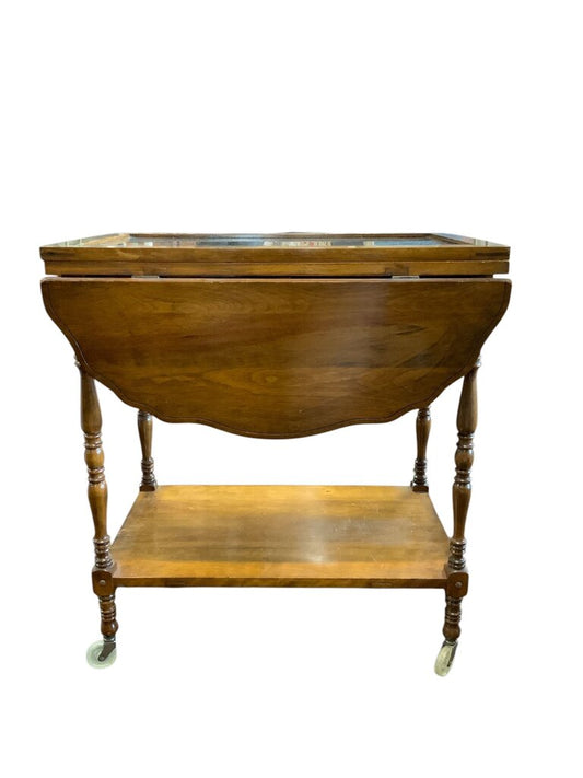 Light Oak Tea Cart With Glass Top