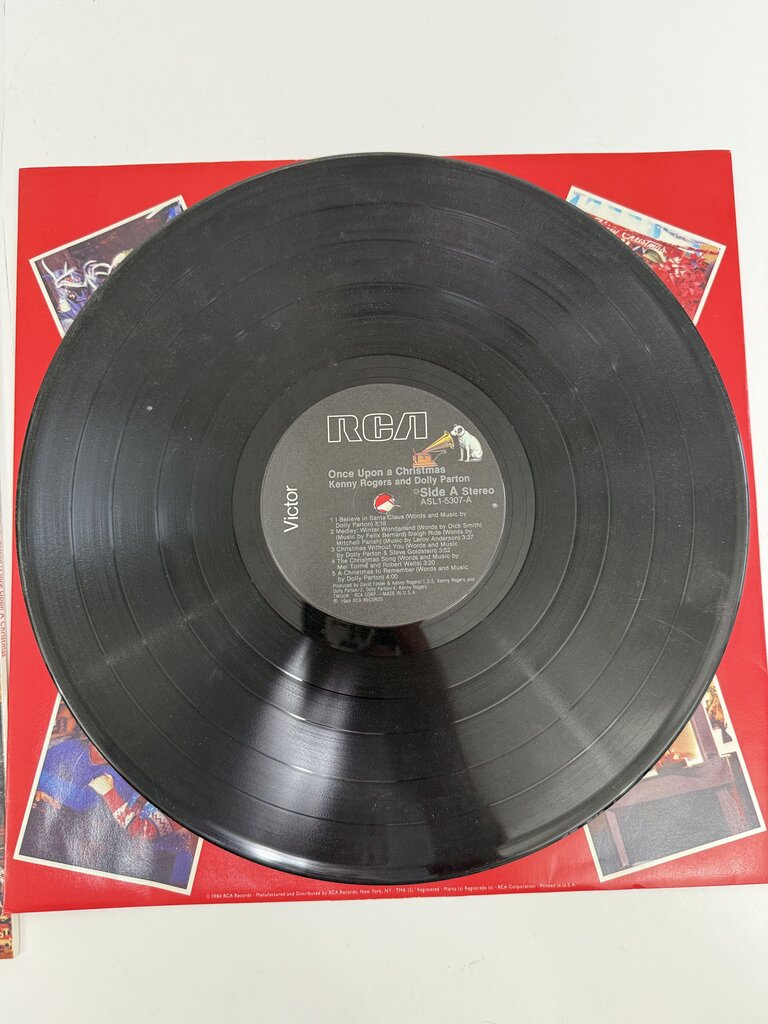 VTG Kenny & Dolly “Once Upon A Christmas” Vinyl Record Album /ro