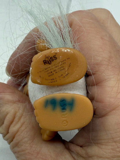 Set of 2 Russ Troll Santa Doll 3” Blue Hair/Diaper/Santa Hat /rb