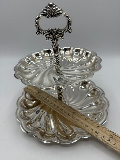 F.B. Rogers Silverplate 2 Tier Serving Tray Dessert Stand /rw