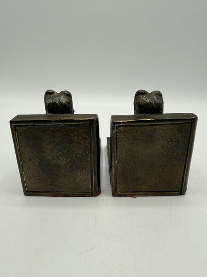 Antique TK Metal Bronze/Brass Book Ends Reading /rw