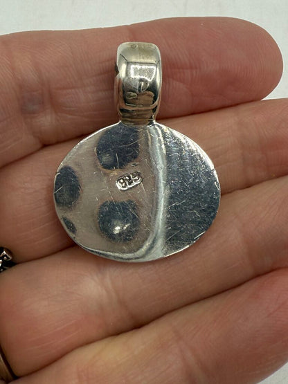 Sterling Silver Oval Pendant Slide w/Red Jasper Stone 10 Grams /ro
