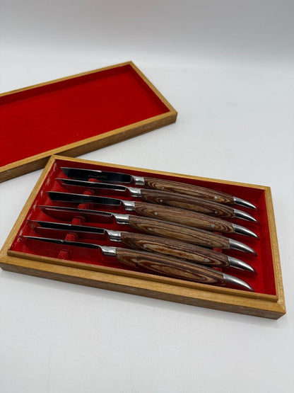 Six VTG Hull Steak Knives Box Set /ro