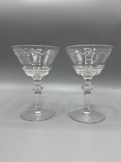 2 Libbey Rock Sharpe Crystal Champagne/Tall Sherbet EUC /rw