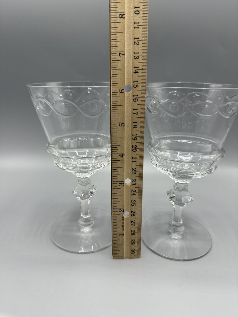 VTG 5 Libbey Rock Sharpe Crystal Water/Wine Goblets /rw