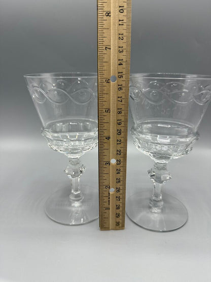 VTG 5 Libbey Rock Sharpe Crystal Water/Wine Goblets /rw