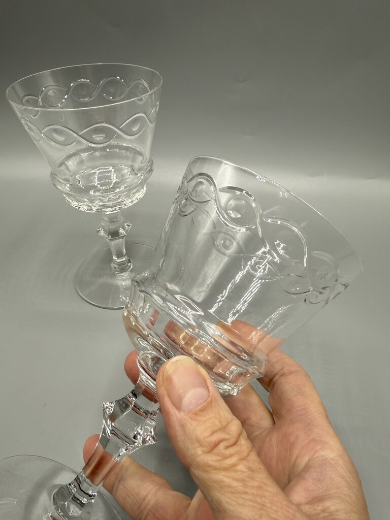 VTG 5 Libbey Rock Sharpe Crystal Water/Wine Goblets /rw