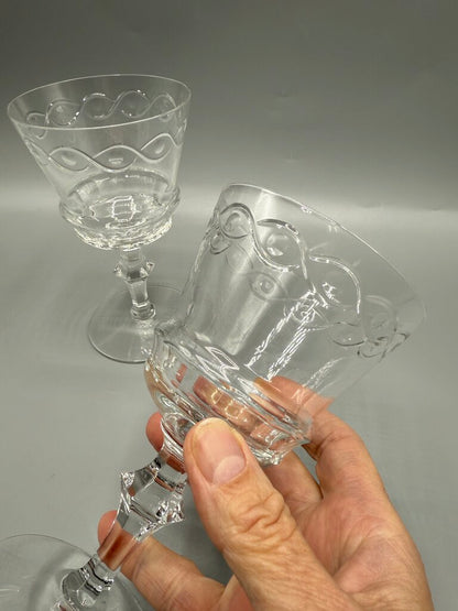 VTG 5 Libbey Rock Sharpe Crystal Water/Wine Goblets /rw