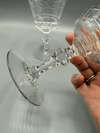 VTG 5 Libbey Rock Sharpe Crystal Water/Wine Goblets /rw