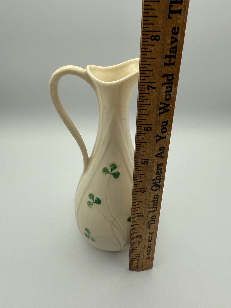 Vintage Belleek Ireland Shamrock Pitcher/Vase #0857 7” /roh
