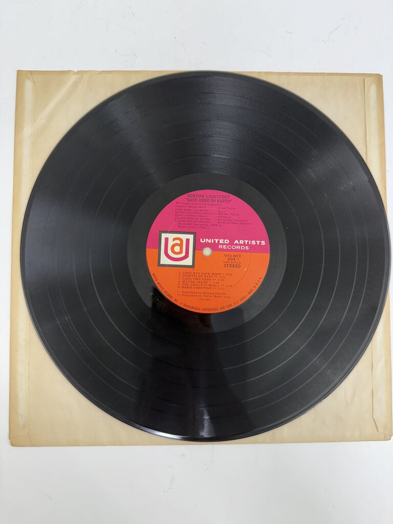 VTG Vinyl Album Gordon Lightfoot Back Here on Earth LP /ro