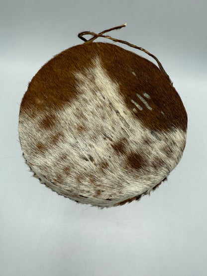 Vintage African Animal Skin Rattle Drum 9” Tall /rw