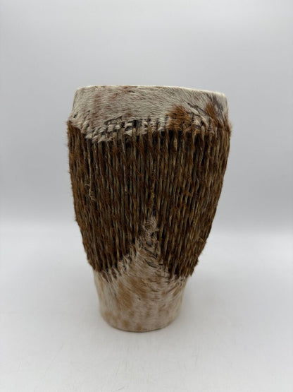 Vintage African Animal Skin Rattle Drum 9” Tall /rw