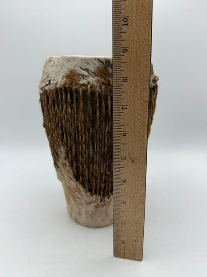 Vintage African Animal Skin Rattle Drum 9” Tall /rw