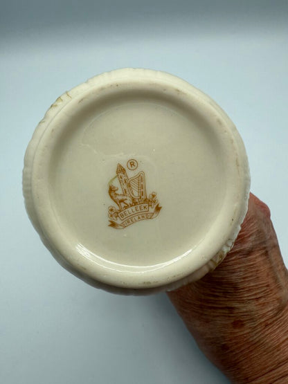 VTG Belleek Shamrock Daisies Porcelain Bud Vase 6” Brown Stamp /ro