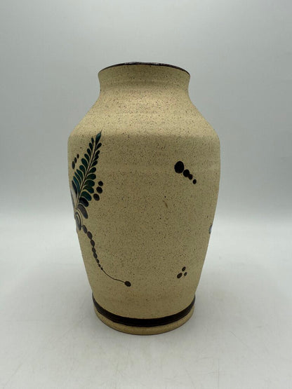 Tonala Mexico Pottery Vase Bird/Floral 8” tall /ro